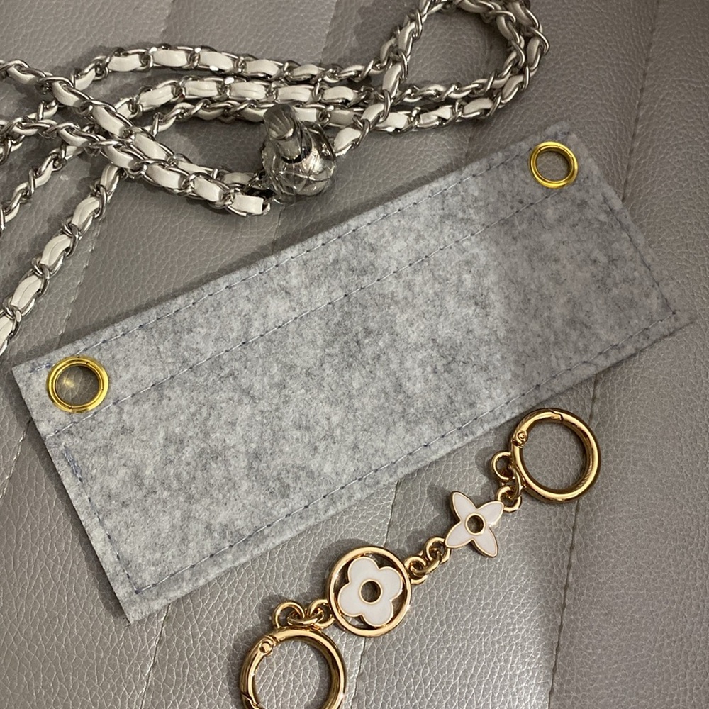 Wallet Insert, White/Silver Adjustable Chain, Bag… - image 5